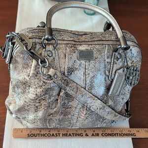 Coach Kristen Hobo Snakeskin Embossed Gunmetal Satchel